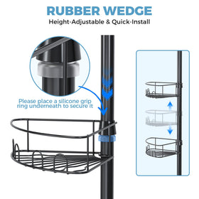 Urackify caddy features eight hooks and two towel bars for full organization.