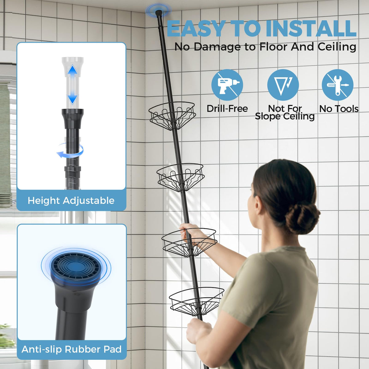 Urackify no-drill installation supports quick, renter-friendly setup.