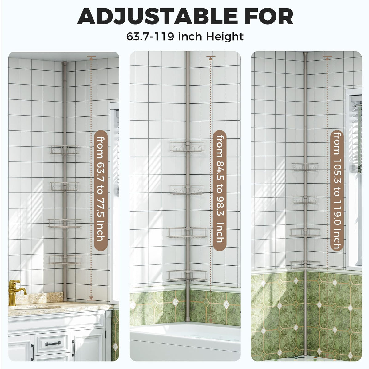 Urackify corner organizer fits flat walls to save bathroom space.