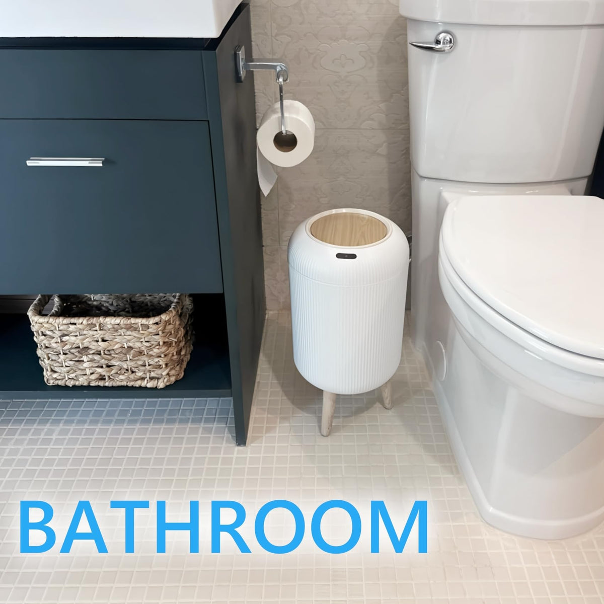 URALFA 3-gallon compact trash bin fits small bathrooms and offices