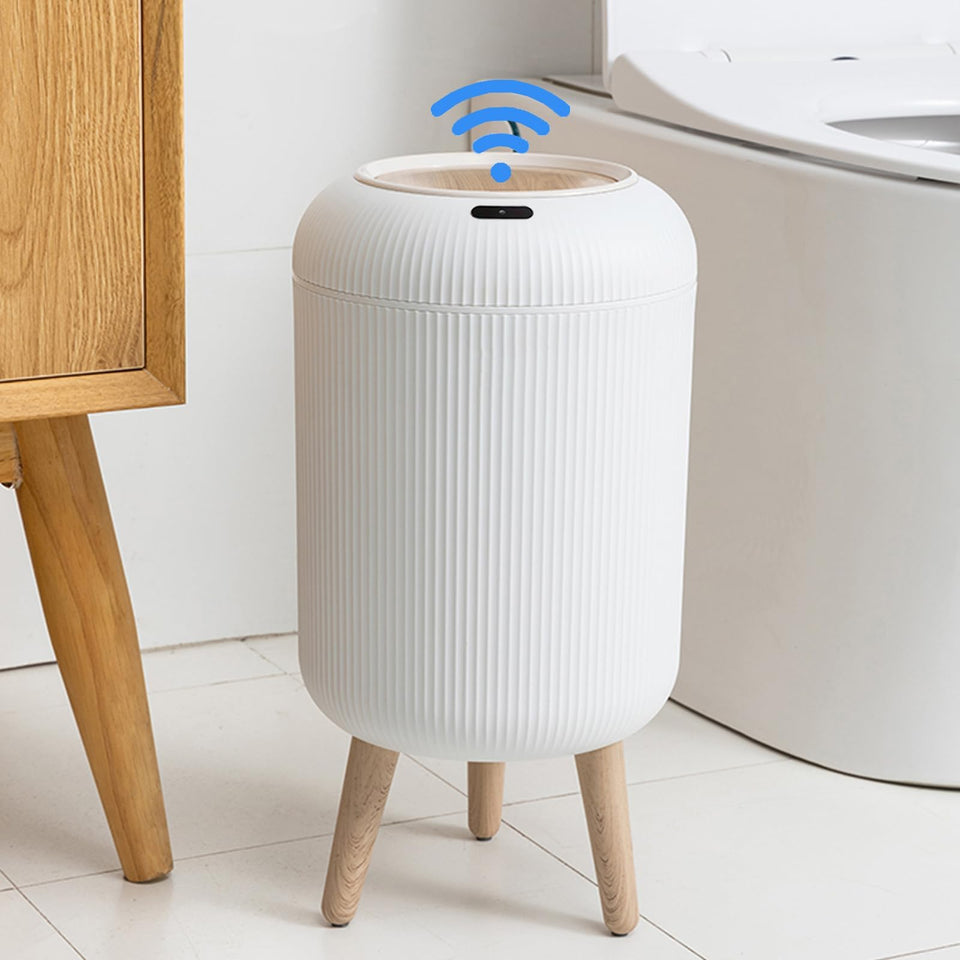 URALFA motion sensor trash can lid opens quickly for hands-free use