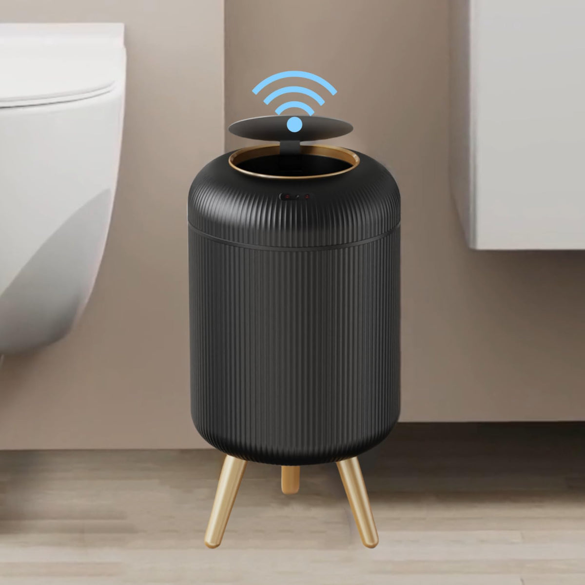 URALFA motion sensor trash can lid opens for hands-free use