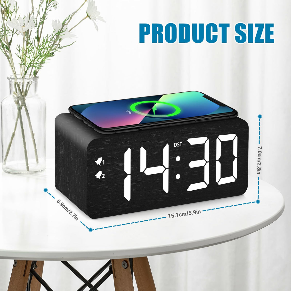 URAYCO clock suited for living rooms or desks with clear digits.