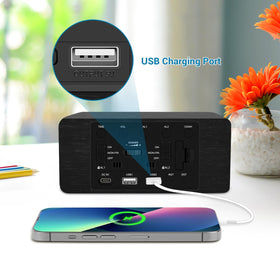 URAYCO snooze-feature alarm clock with simple controls for gentle wakeups.