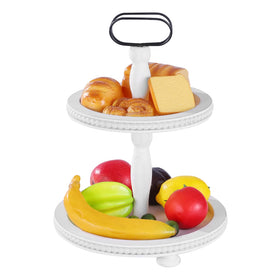 Urban Deco farmhouse round tray with retro white finish for cozy decor