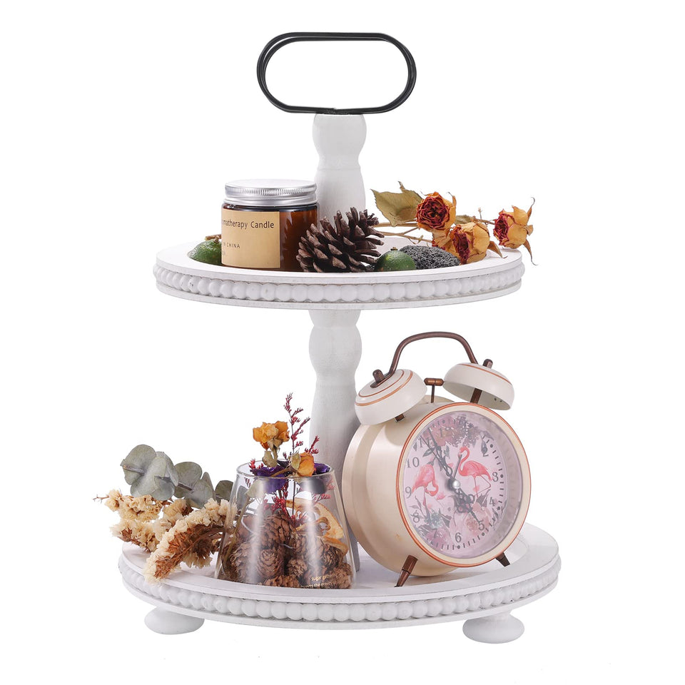 Urban Deco two-tier tray with handle, close-up view of sturdy construction
