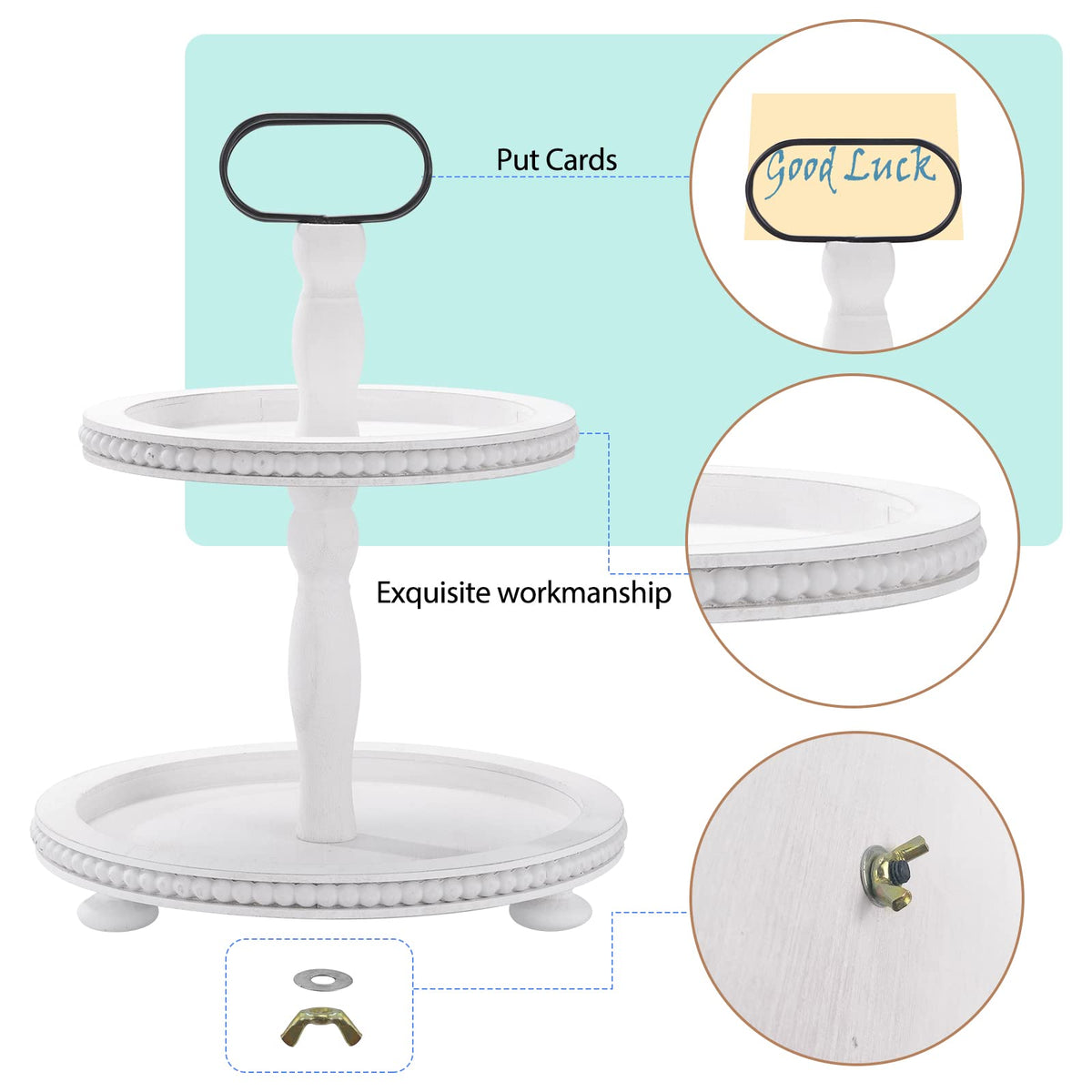 Urban Deco white retro finish tray adds rustic centerpiece charm