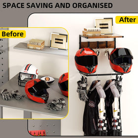 Urban Deco metal frame helmet hanger offers sturdy rust-resistant support