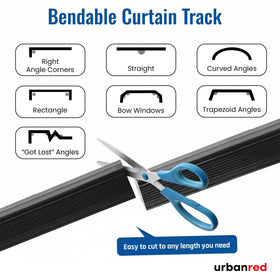 UrbanRed bend any shape curtain track demonstrates curved layout versatility.