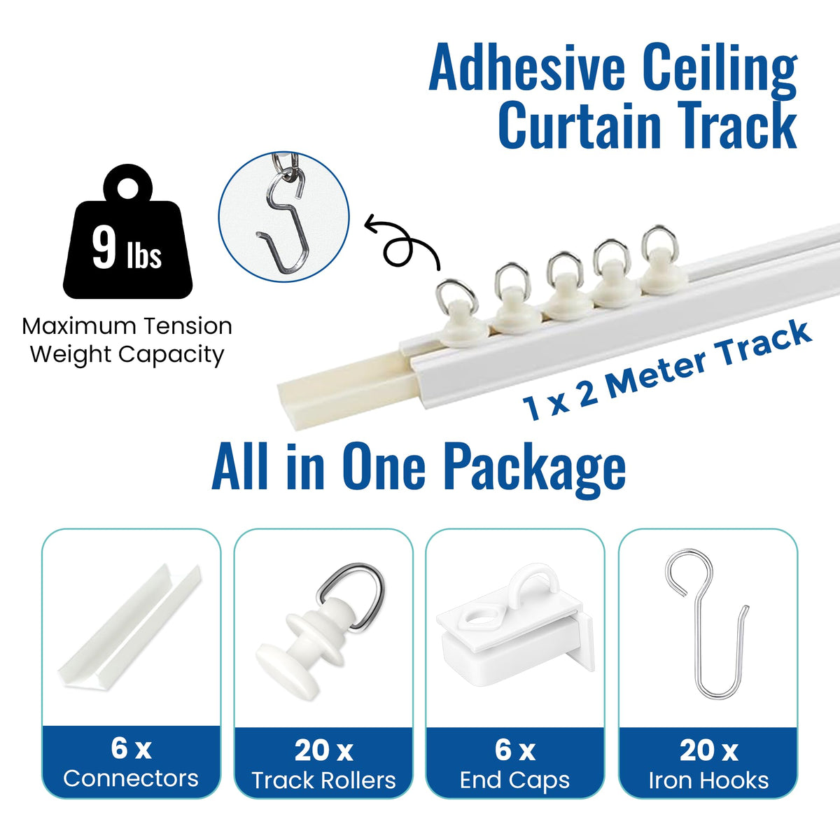 UrbanRed curtain track mounted on wall for easy no-drill installation