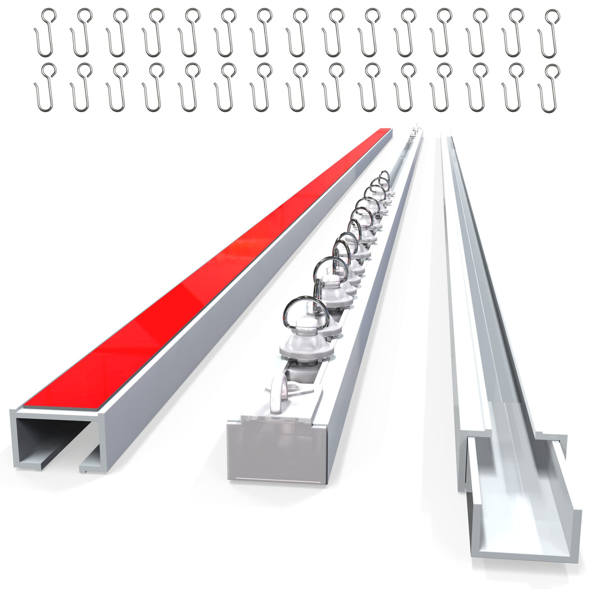 UrbanRed self-adhesive curtain track kit installed for quick, no-drill setup
