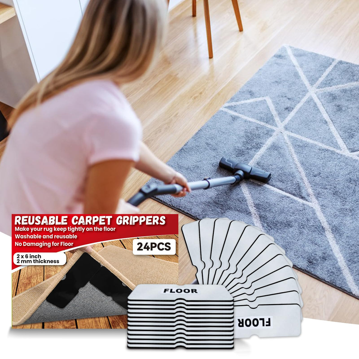 Urdar Brunnr carpet tape keeps rugs flat during daily use