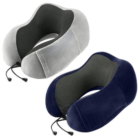 urnexttour travel pillow 2-pack front view with ergonomic neck support for travel