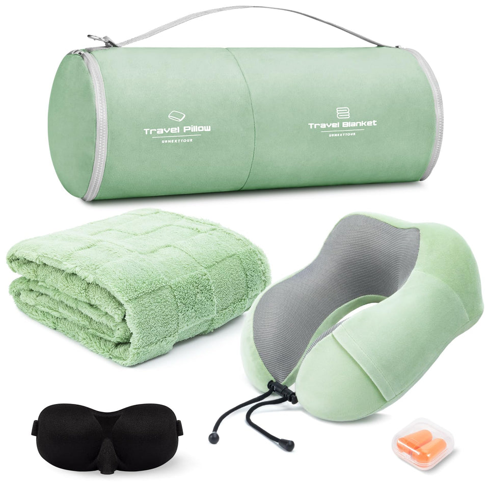 urnexttour travel pillow with ergonomic memory foam for neck support on flights