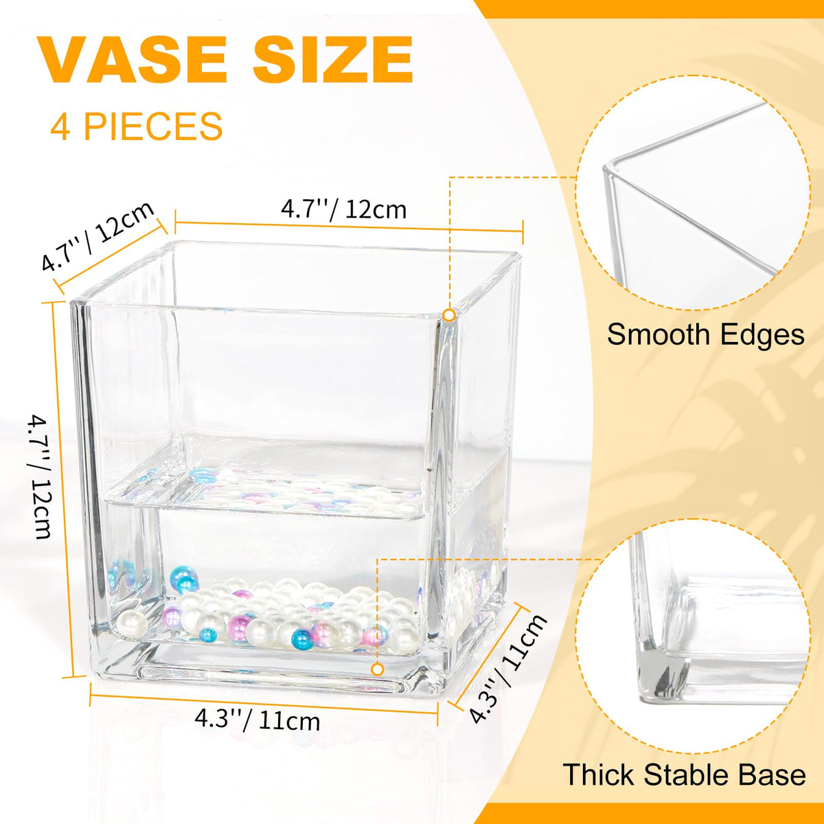 UrSpeedtekLive square vase front view highlights clear glass shine