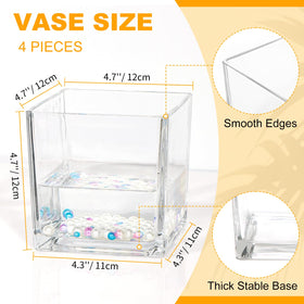 UrSpeedtekLive square vase front view highlights clear glass shine