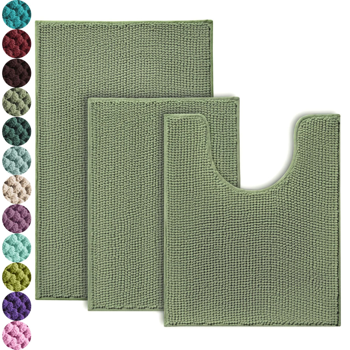 Urvoix 3-piece set small rug 17x24 with plush feel and fast moisture absorption.