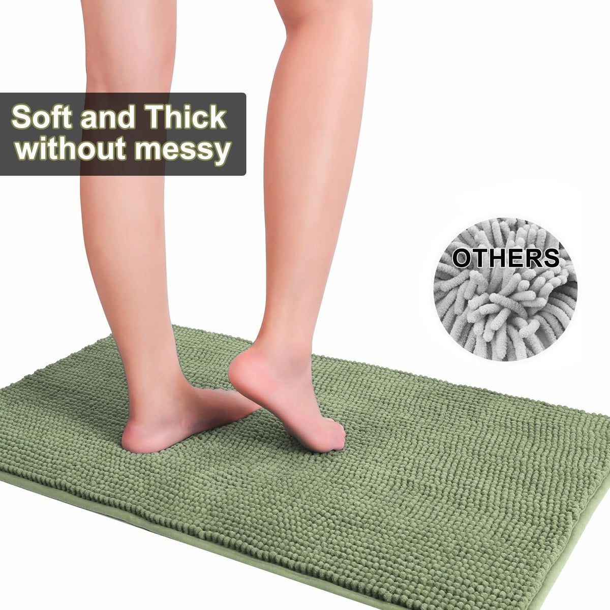 Urvoix chenille fiber surface stays soft and highly absorbent.