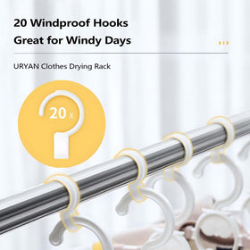 URYAN rust-resistant stainless steel with 20 windproof hooks for secure airflow.