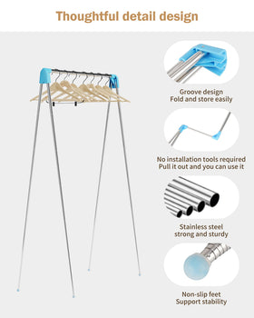 URZCT Travel Garment Rack with non-slip feet stays steady.