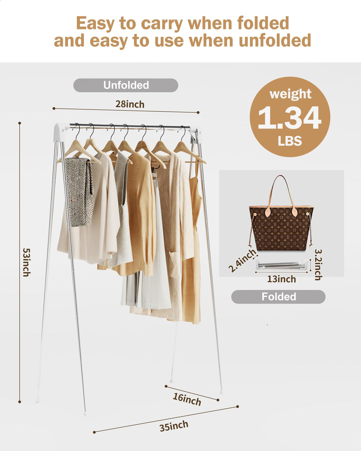 URZCT Travel Garment Rack extended height for versatile drying and hanging