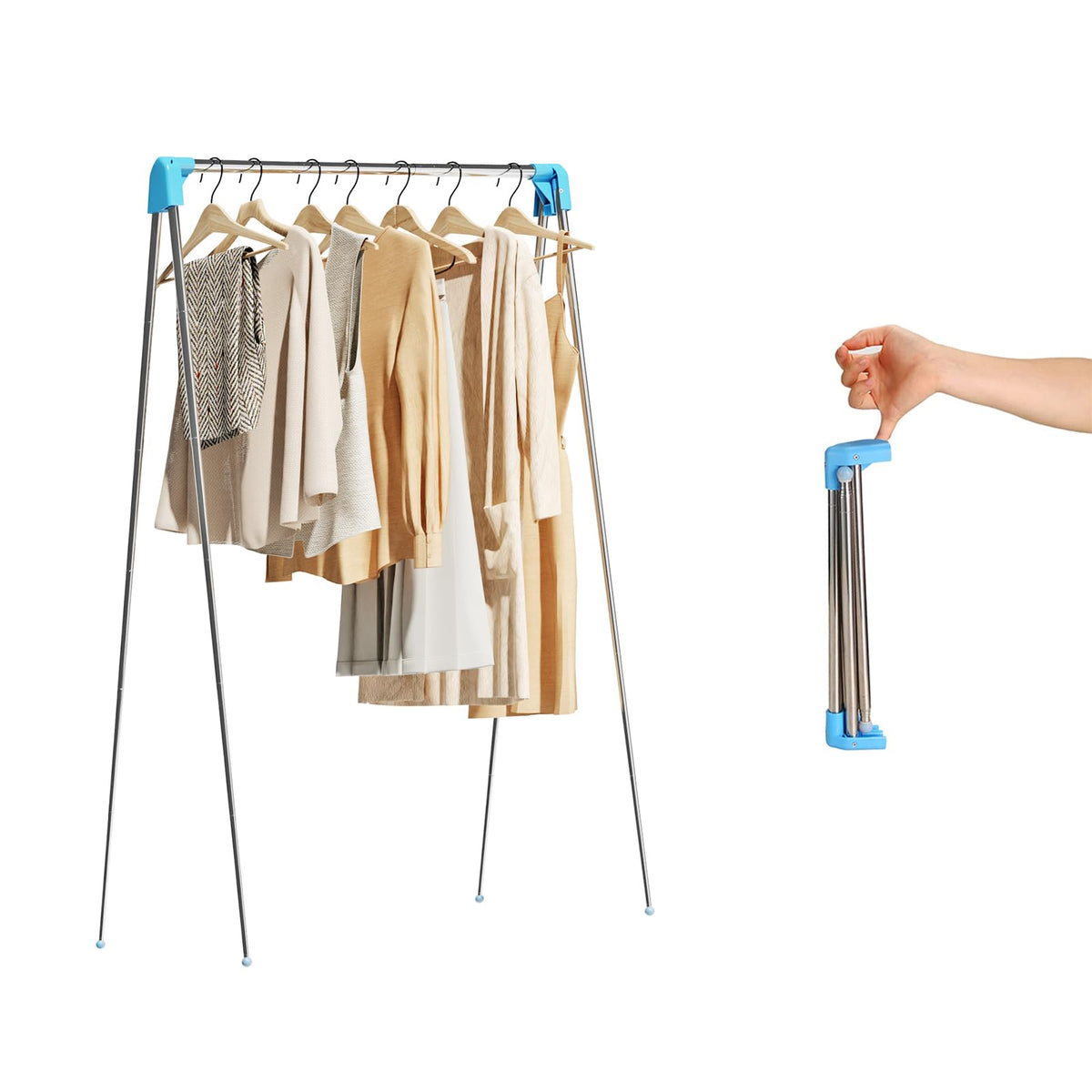 URZCT Travel Garment Rack folded compact fits a bag for easy travel.