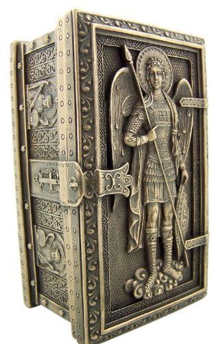 US Archangel Michael rosary framed box interior showing space for relics or mementos