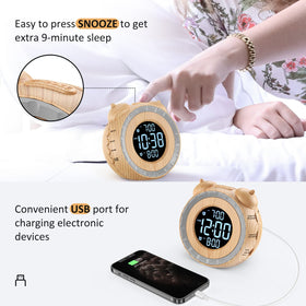 uscce dual extra loud alarm clock snooze button close-up demonstration