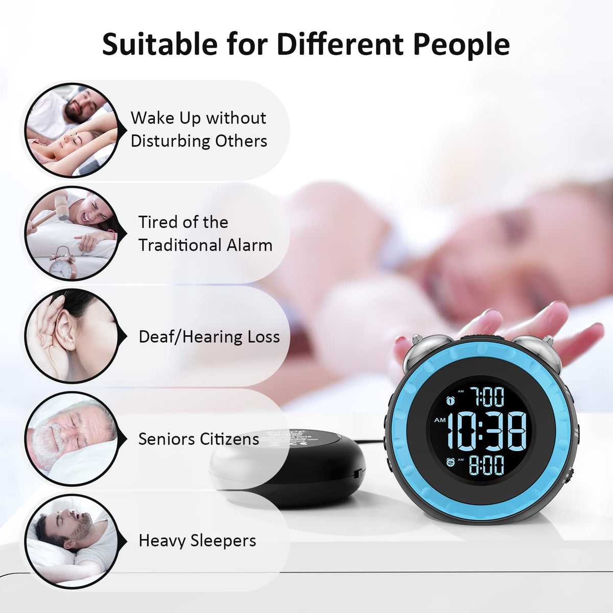 uscce loud dual alarm clock battery backup; alarms preserved during outages