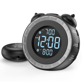 USCCE loud dual alarm clock face with intuitive controls for quick setup.