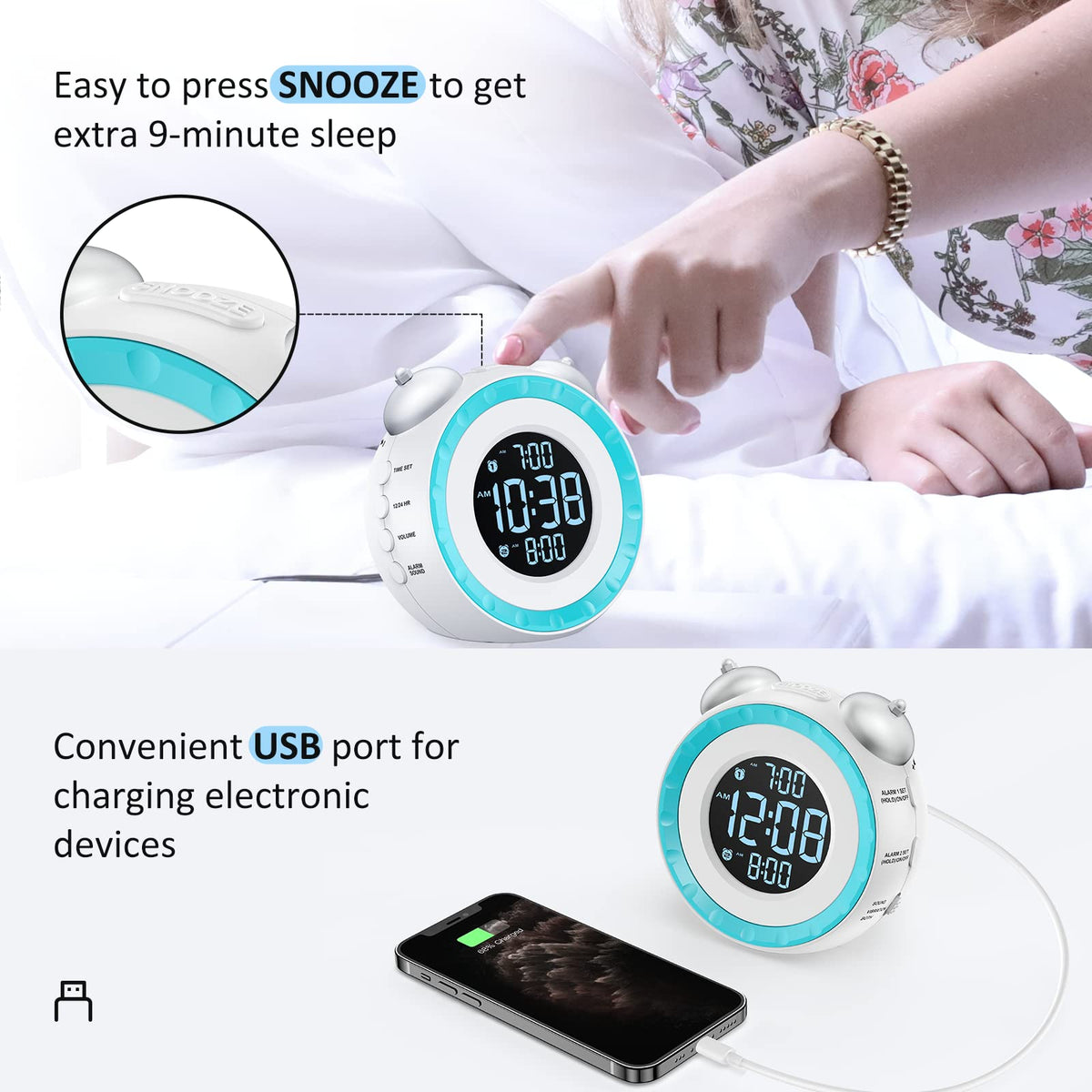 uscce snooze and intuitive controls for an extra 9 minutes of rest
