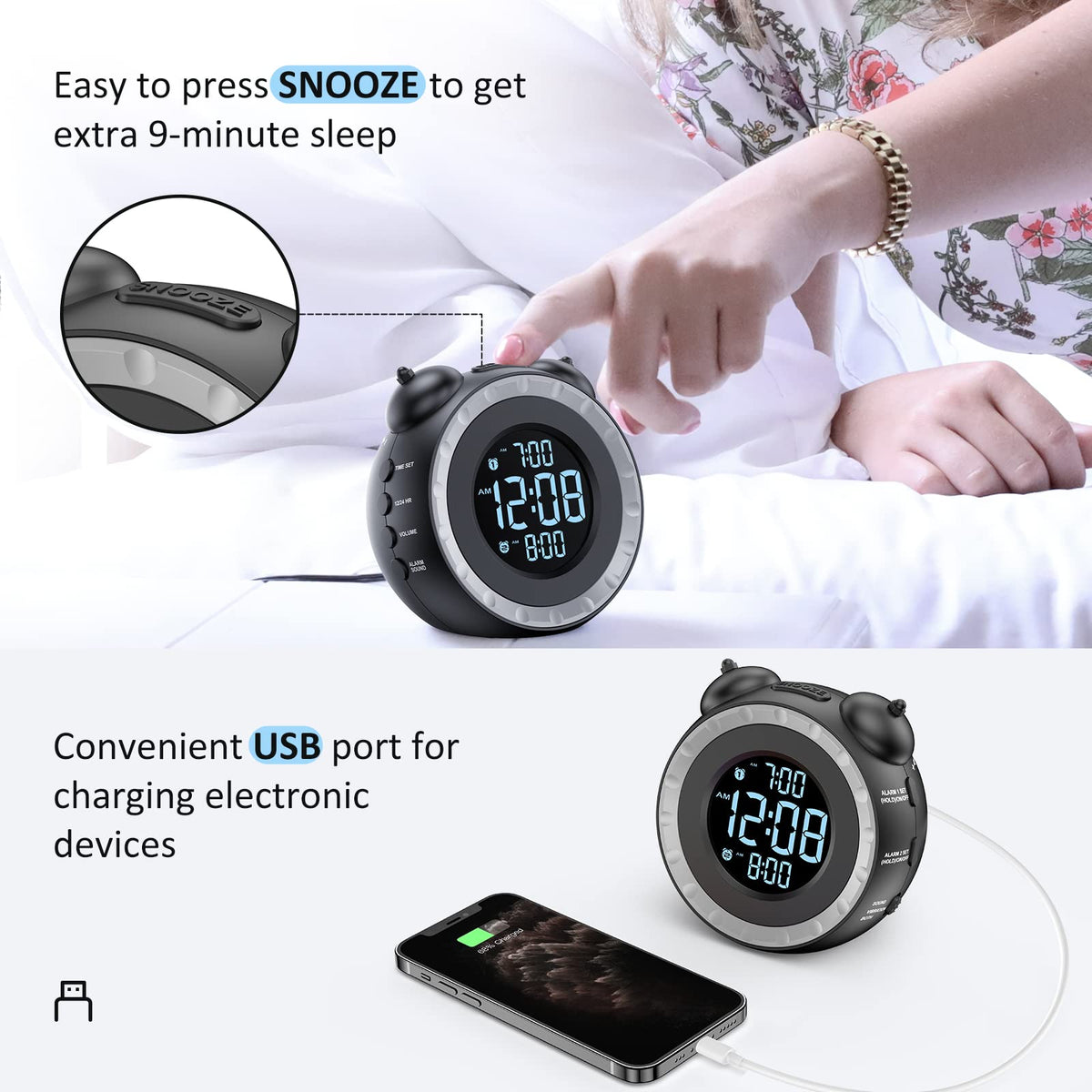 USCCE snooze feature adds extra nine minutes of wake time.