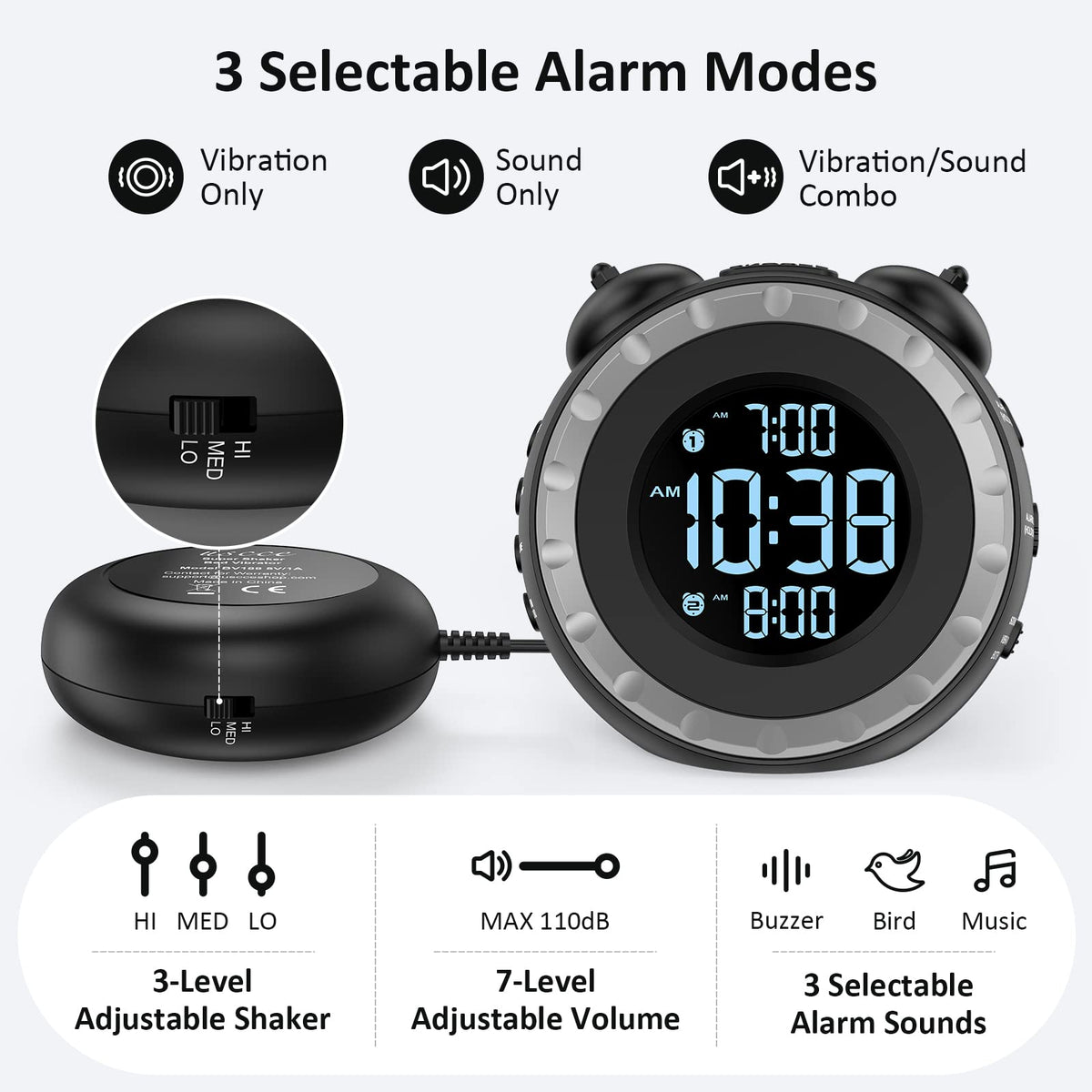 USCCE USB port charges devices overnight near the clock.