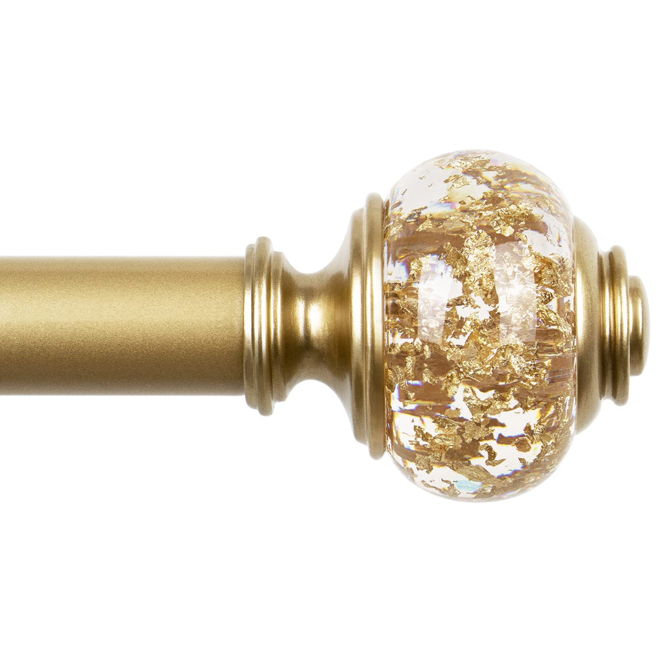USFOOK 1in gold curtain rod extended to fit various window sizes