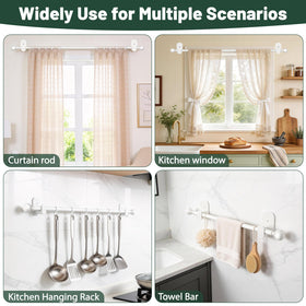 Adjustable curtain rod extensions to fit 32 to 86 inch windows.