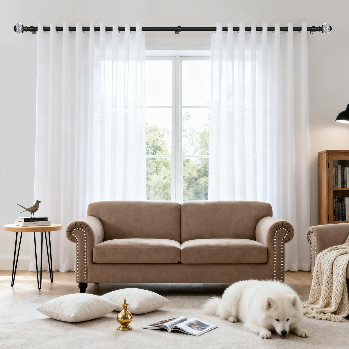 USFOOK black curtain rod smooth sliding prevents snagging during operation