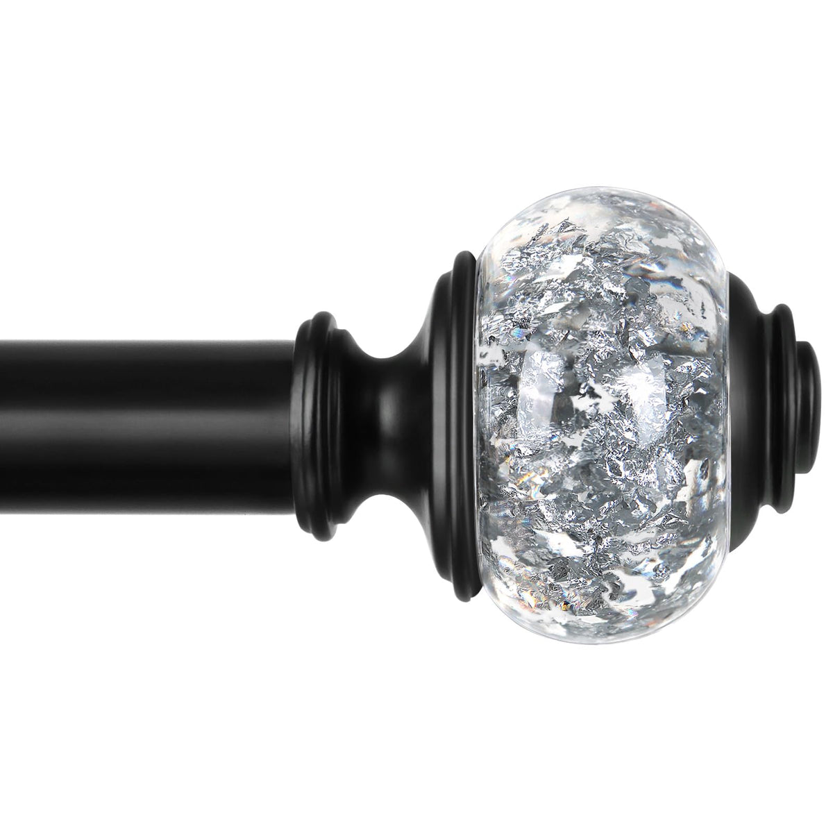 USFOOK black curtain rod with telescoping splicing design for flexible window sizing
