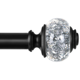 USFOOK black curtain rod with telescoping splicing design for flexible window sizing