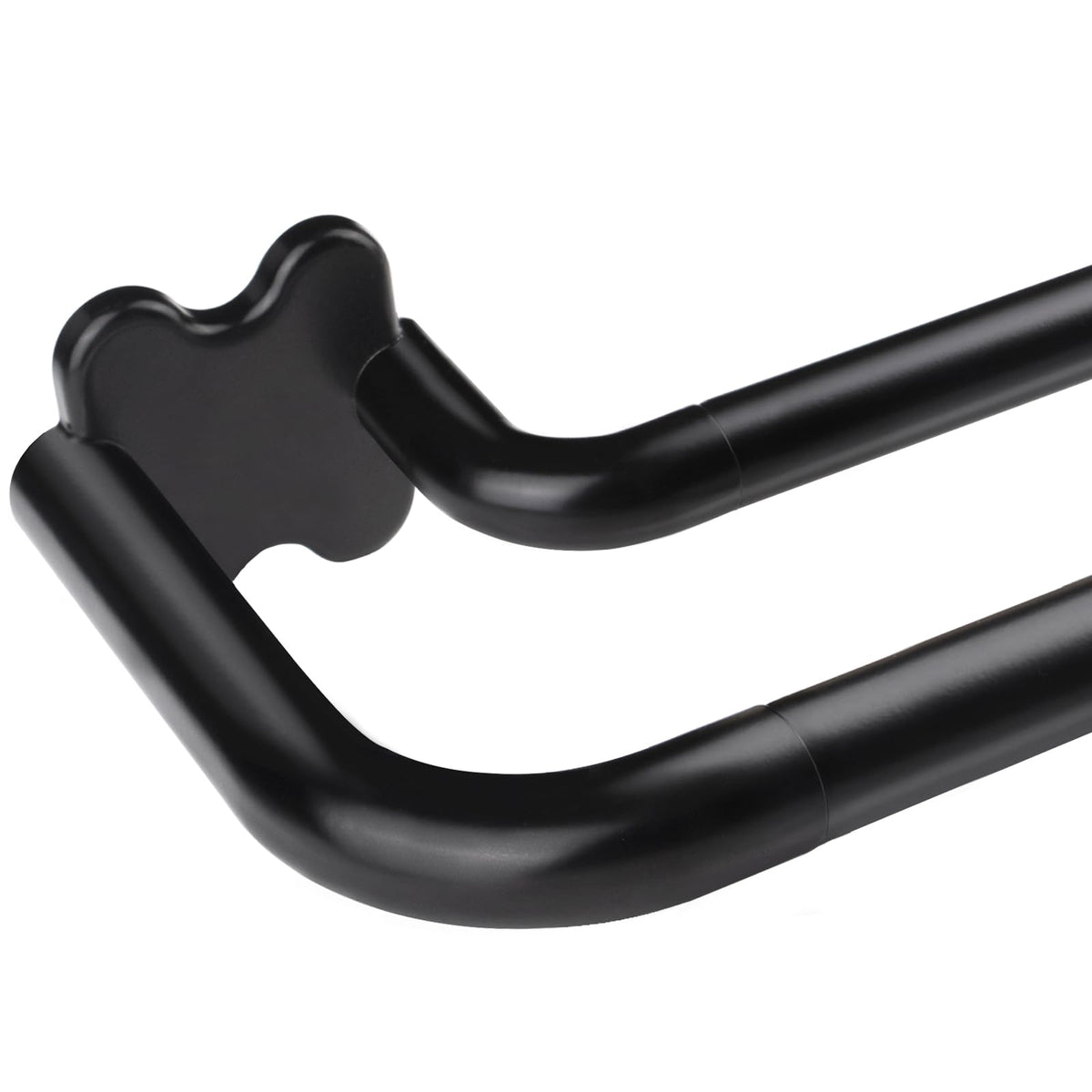 USFOOK black double curtain rod package with hardware for quick setup