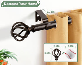 USFOOK bronze rod showing 7-8 inch diameter for sturdy drapery support.