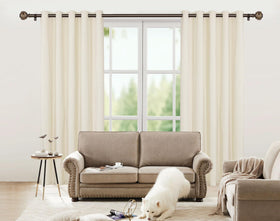 USFOOK bronze curtain rod with leaf finial adds decorative flair