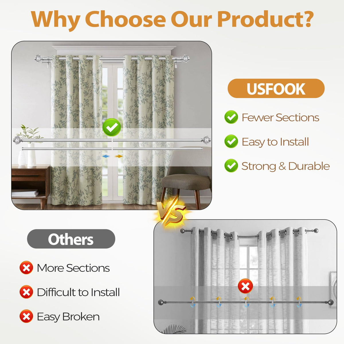 USFOOK crystal finial adds elegant bling to drapery