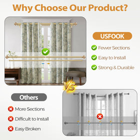 USFOOK crystal finials on a gold rod add elegant sparkle to the room.