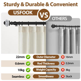 USFOOK black decorative drapery rod for modern decor