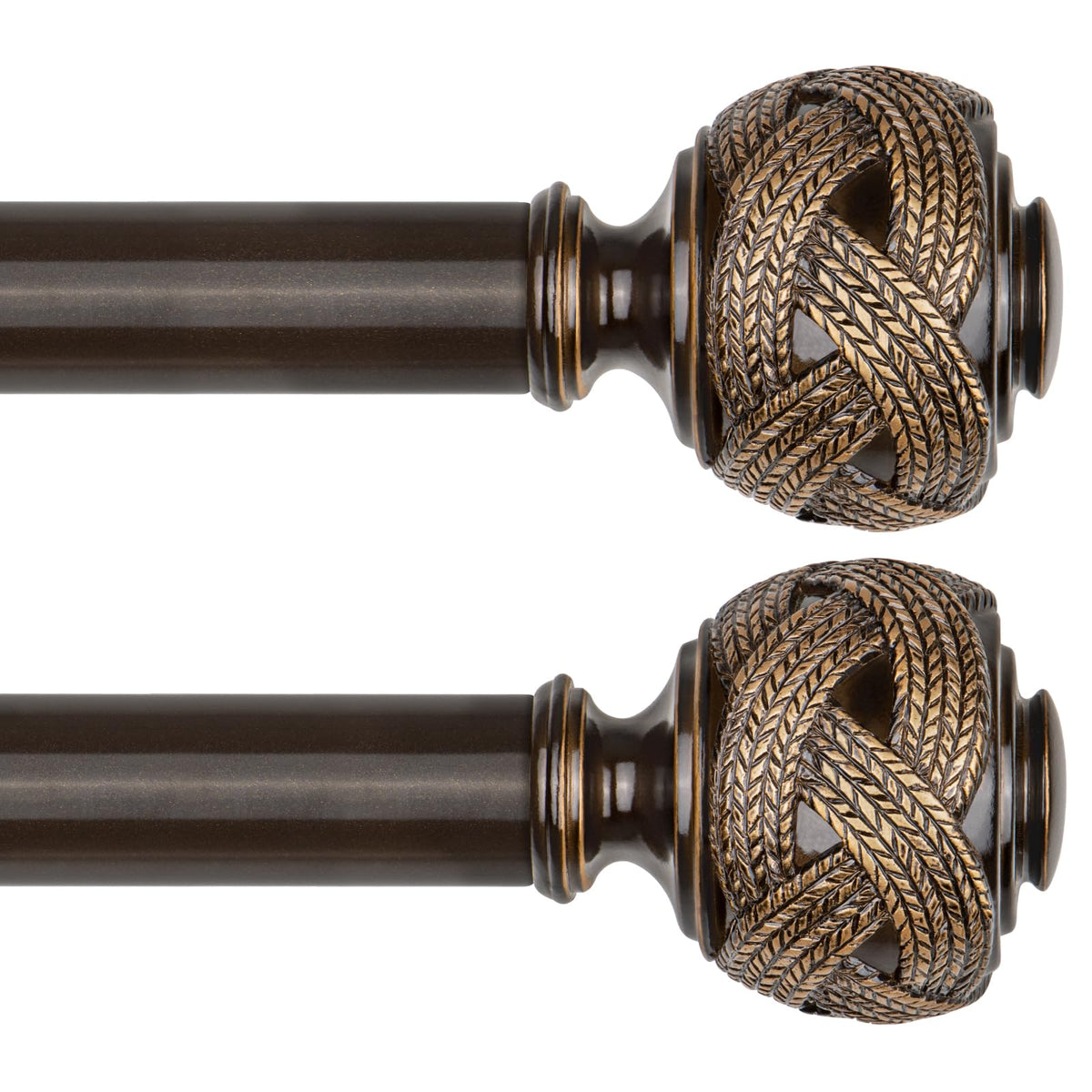 USFOOK curtain rod with bronze leaf finials adds classic style and sturdy support.