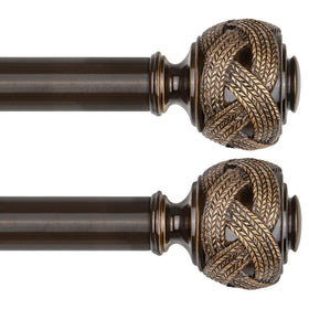 USFOOK curtain rod with bronze leaf finials adds classic style and sturdy support.