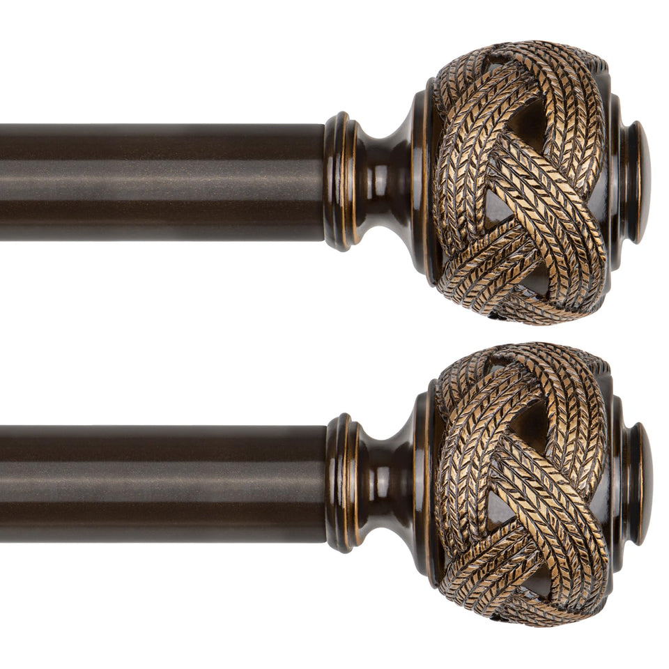 USFOOK curtain rod with bronze leaf finials adds classic style and sturdy support.
