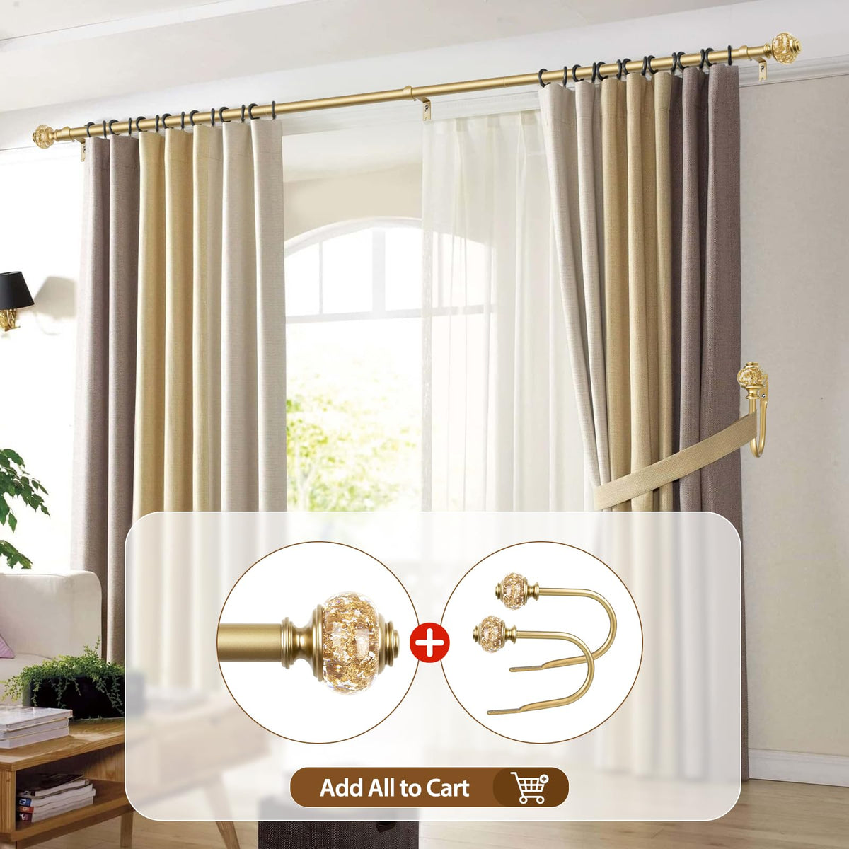 USFOOK heavy-duty construction provides stable support for thick drapes.