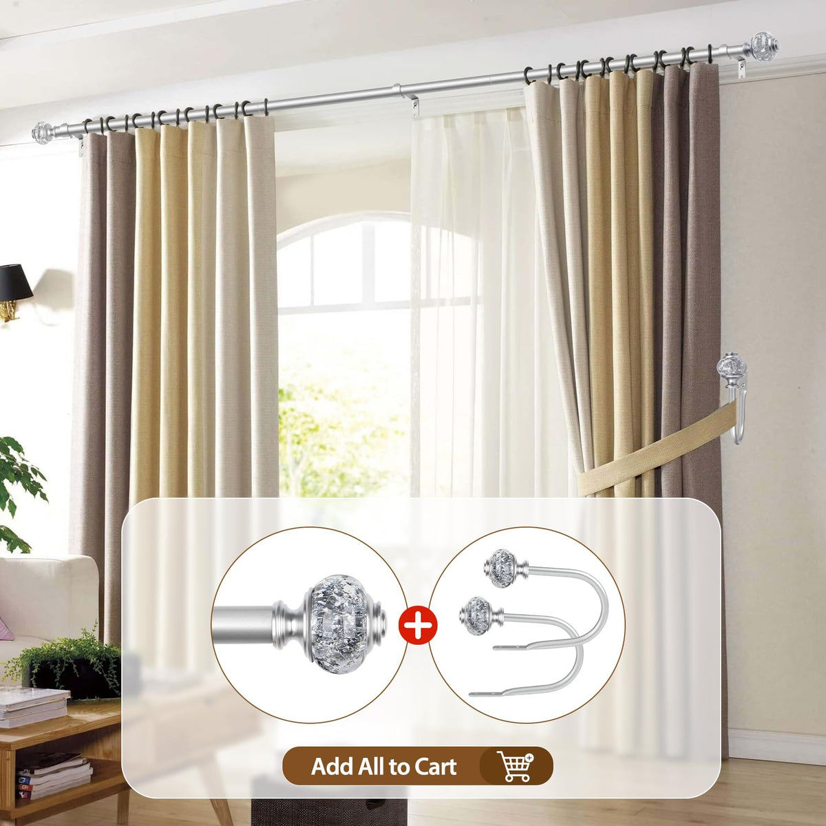 USFOOK silver finish complements modern decor and heavier fabrics