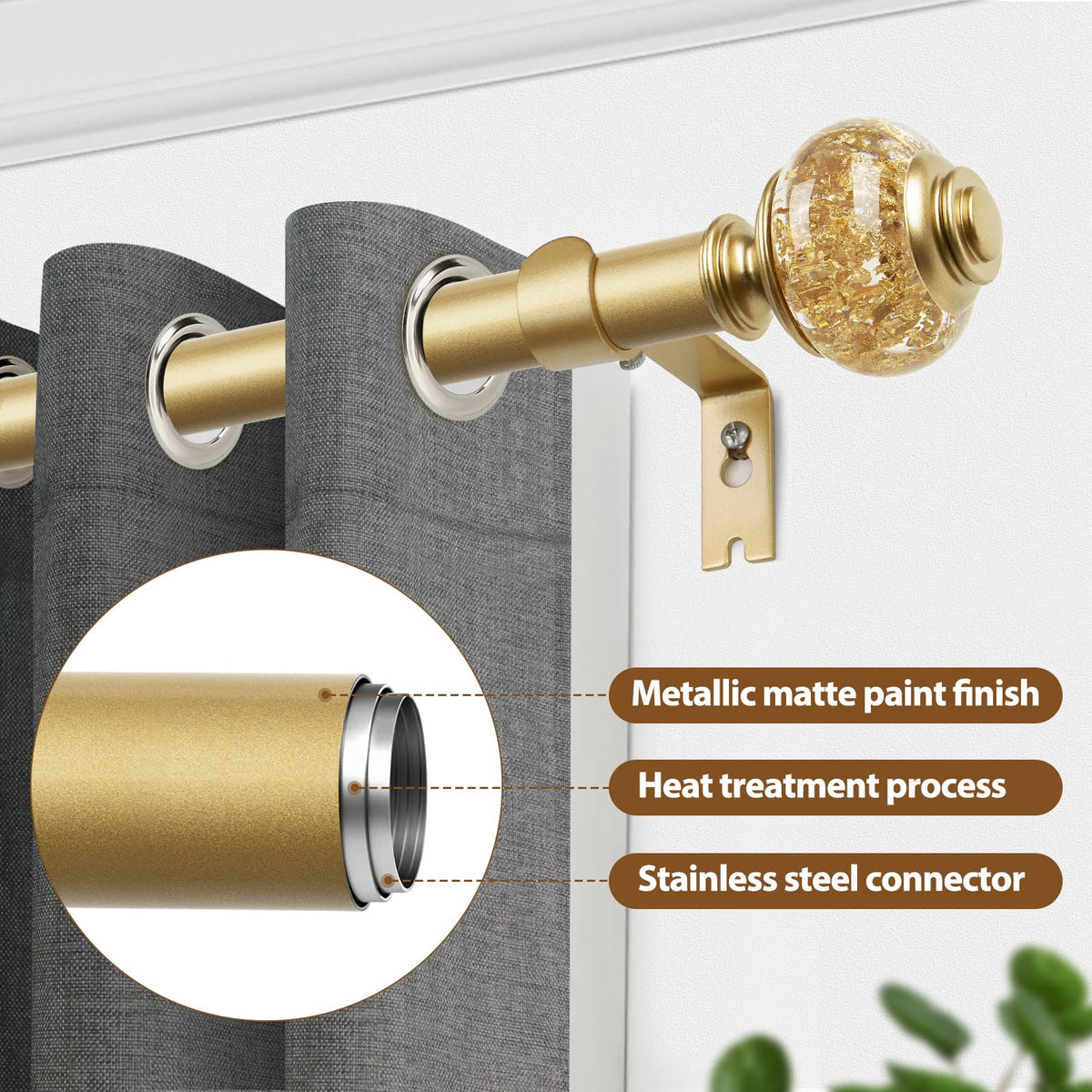 USFOOK smooth sliding design prevents curtain snagging during use.